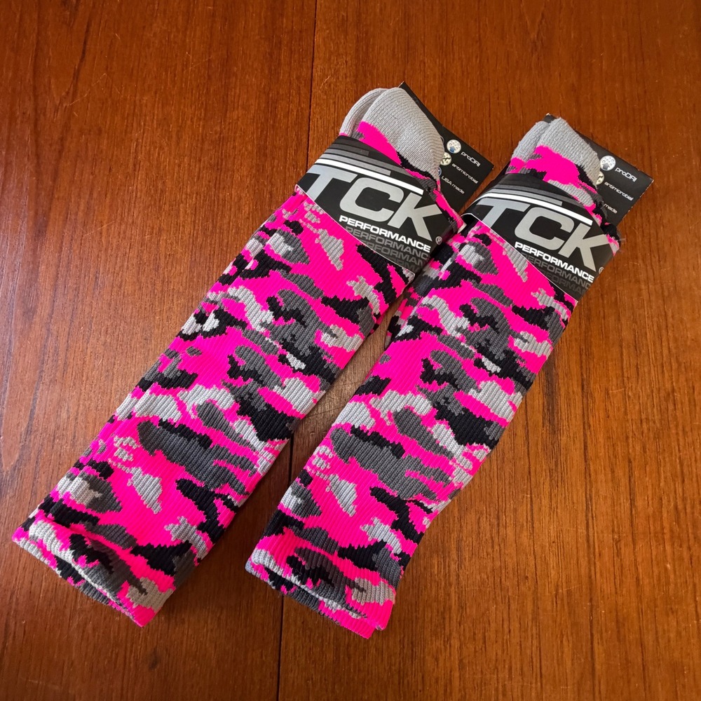 TCK Performance Hot Pink Camo Over The Calf Athletic Socks M Athletic Wicking